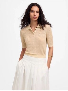 Madewell Ribbed Polo Sweater in Beige. XXS. NWT